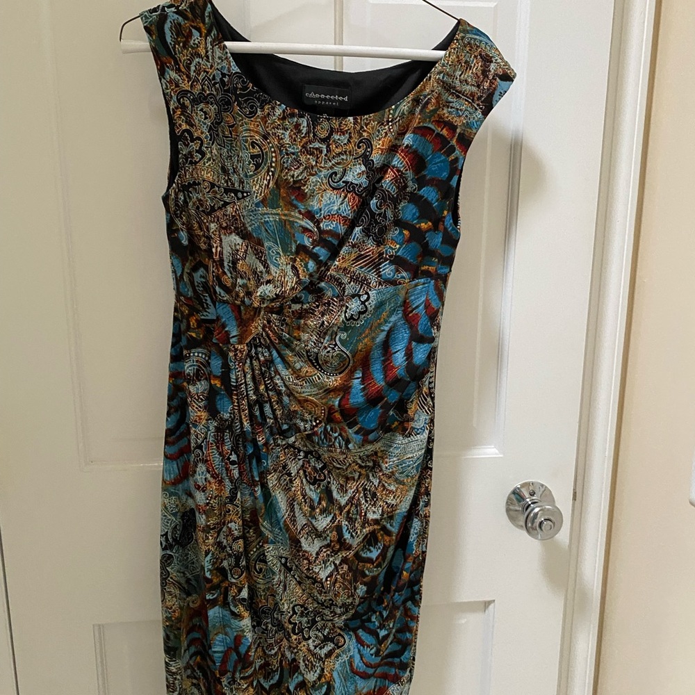 Connected Apparel Faux Wrap sleeveless dress, size 10